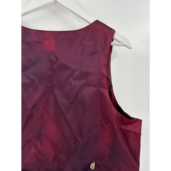 Castle Rock Vintage Vest Womens Large Cats USA American Flag Satin Button Retro - Picture 8 of 15